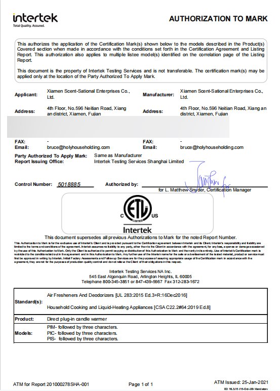 Intertek authorization record from the protected Quality archive