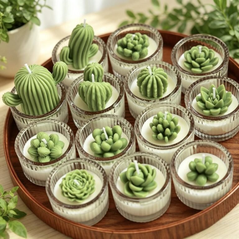 Succulent & Cactus Soy Wax Candle in Glass Jar